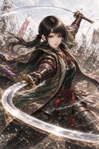 女性・陣羽織・二刀流　NO.001　の戦闘シーン